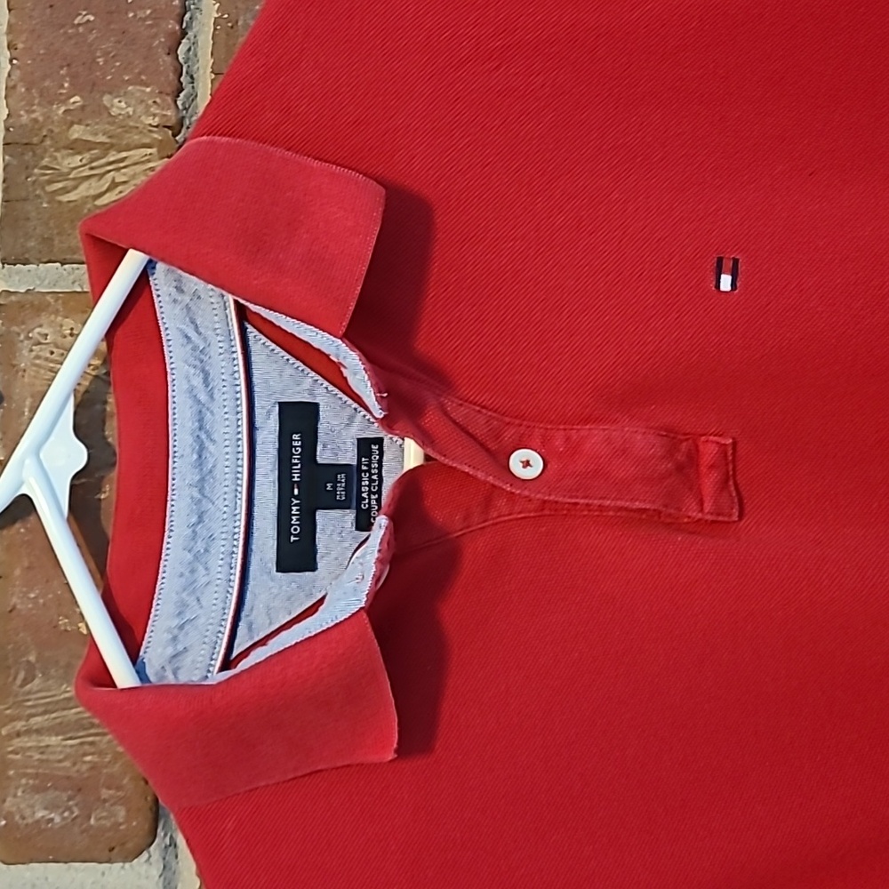 Tommy Hilfiger Vibrant Red Classic Fit Polo Shirt, Size Medium - Picture 3 of 5